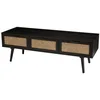 Image de Meuble tv en bois 3 tiroirs cannage noir