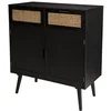 Image de Buffet en bois 2 portes 2 tiroirs cannage noir