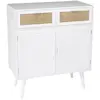 Image de Buffet blanc 2 portes 2 tiroirs cannage naturel