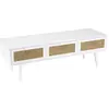Image de Meuble tv blanc 3 tiroirs cannage naturel