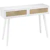 Image de Console blanche 2 tiroirs cannage naturel