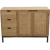 Image de Buffet 3 tiroirs 2 portes cannage naturel pieds m tal noir