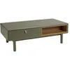 Image de Table basse verte 2 tiroirs et 2 niches en bois naturel