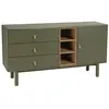 Image de Buffet vert 1 porte 3 tiroirs 3 niches bois naturel