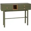 Image de Console verte 3 tiroirs et 1 niche en bois naturel
