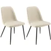 Image de Lot de 2 chaises tissu  cru dossier droit pieds acier noir