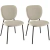 Image de Lot de 2 chaises tissu  cru pieds acier noir