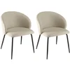 Image de Lot de 2 chaises tissu écru dossier arrondi pieds acier noir