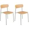 Image de Lot de 2 chaises « écolier » bois de frêne pieds acier vert d’eau