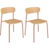 Image de Lot de 2 chaises « écolier » en bois de frêne et acier terracotta