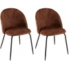 Image de Lot de 2 chaises velours acajou dossier arrondi pieds acier noir