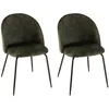 Image de Lot de 2 chaises velours vert sapin dossier arrondi pieds acier