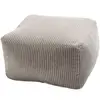 Image de Pouf carré en tissu velours cotelé gris perle