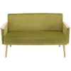Image de Canap  2 places velours vert clair pieds et accoudoirs bois
