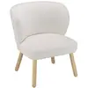 Image de Fauteuil en tissu bouclette blanc pieds en bois