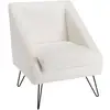 Image de Fauteuil tissu bouclette blanc pieds épingles métal noir