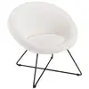 Image de Fauteuil tissu bouclette blanc pieds croisés métal noir