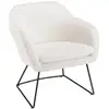 Image de Fauteuil urban tissu bouclette blanc pieds évasés métal noir