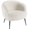 Image de Fauteuil cosy tissu bouclette blanc pieds métal noir