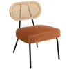 Image de Fauteuil m tal noir assise velours orange ambr  dossier rotin