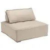 Image de Chauffeuse capitonnée beige 100x100cm avec dossier et coussin
