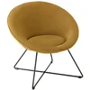 Image de Fauteuil tissu velours jaune moutarde pieds croisés métal noir