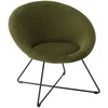 Image de Fauteuil tissu velours vert olive pieds croisés métal noir