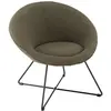 Image de Fauteuil tissu bouclette vert kaki pieds croisés métal noir