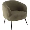 Image de Fauteuil cosy tissu bouclette vert kaki pieds métal noir