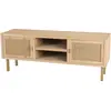 Image de Meuble tv 2 niches 2 portes toile de jute pieds métal doré