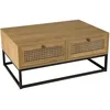Image de Table basse marron 4 tiroirs effet cannage pieds métal noir