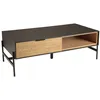 Image de Table basse marron et noire 2 tiroirs 1 niche pin pieds métal
