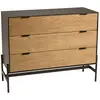 Image de Commode marron et noire 3 tiroirs pin pieds métal noir