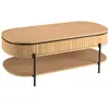 Image de Table basse marron 2 tiroirs style rétro pin pieds métal noir