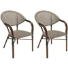 Image de Lot de 2 chaises de jardin bistrot en acier textilène taupe
