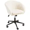 Image de Chaise de bureau à roulettes en tissu écru dossier arrondi
