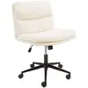 Image de Chaise de bureau à roulettes en tissu écru dossier carré