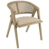 Image de Chaise en bois assise tissu couleur lin dossier rotin naturel