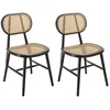 Image de Lot de 2 chaises bois noir, assise et dossier en rotin naturel