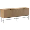 Image de Buffet 4 portes d cor effet bois rainur  noir et naturel