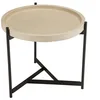 Image de Table d'appoint 52x50cm plateau béton beige pieds métal noir