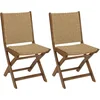 Image de Lot de 2 chaises pliantes acacia huilé et rotin synthétique