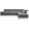 Image de Canapé d'angle avec têtières relevables velours gris foncé