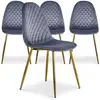 Image de Lot de 4 chaises matelassées velours argent