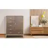 Image de Buffet haut 5 tiroirs et 1 porte l90cm bois marron et métal or
