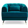 Image de Fauteuil capitonné style boudoir velours bleu canard