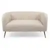 Image de Canapé 2 places moderne pieds métal doré et tissu bouclette beige
