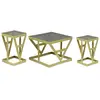Image de Ensemble de 3 tables d'appoint en verre fumé et métal or