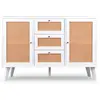 Image de Buffet 3 tiroirs et 2 portes avec cannage l120cm blanc