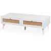 Image de Table basse 2 tiroirs avec cannage l120cm blanc